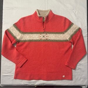 Woolrich Vintage Lambswool 1/4 Zip Snowflake Sweater L